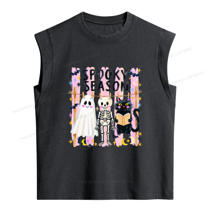 Pagewing Preppy Spooky Season Women's Washed Tank Top
