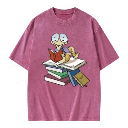 Pagewings Reading Snail and Book Unisex Washed T-shirt