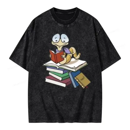 Pagewings Reading Snail and Book Unisex Washed T-shirt