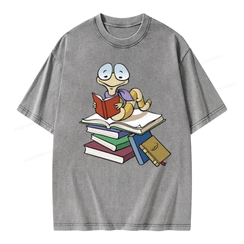 Pagewings Reading Snail and Book Unisex Washed T-shirt