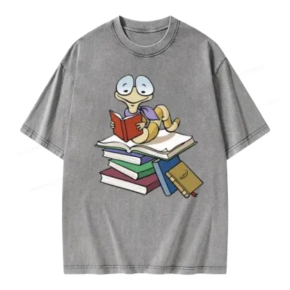 Pagewings Reading Snail and Book Unisex Washed T-shirt
