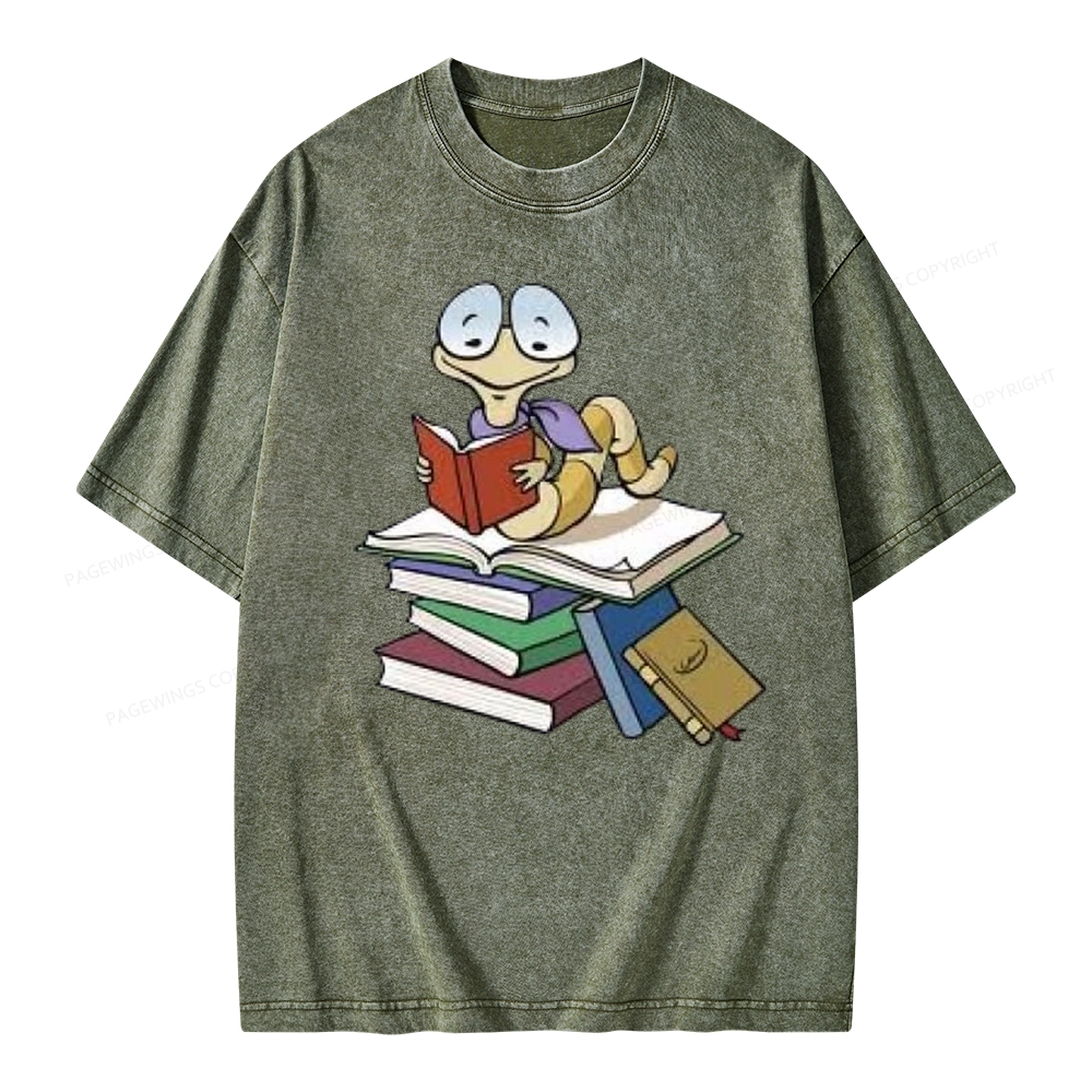 Pagewings Reading Snail and Book Unisex Washed T-shirt