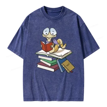 Pagewings Reading Snail and Book Unisex Washed T-shirt