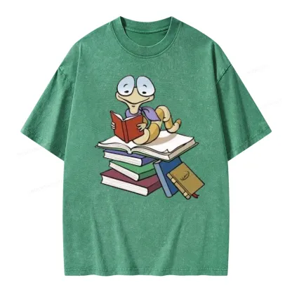 Pagewings Reading Snail and Book Unisex Washed T-shirt