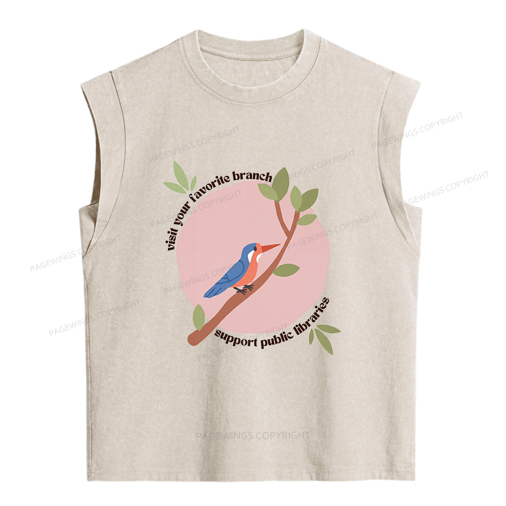 Pagewing Support Public Libraries Women's Washed Tank Top