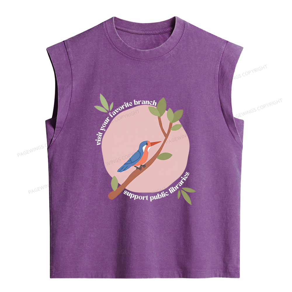 Pagewing Support Public Libraries Women's Washed Tank Top