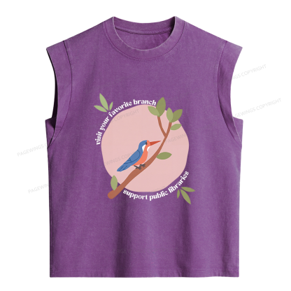 Pagewing Support Public Libraries Women's Washed Tank Top