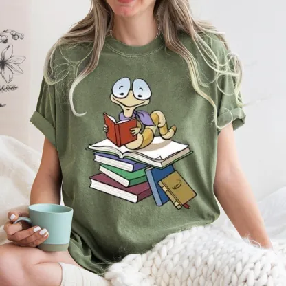 Pagewings Reading Snail and Book Unisex Washed T-shirt