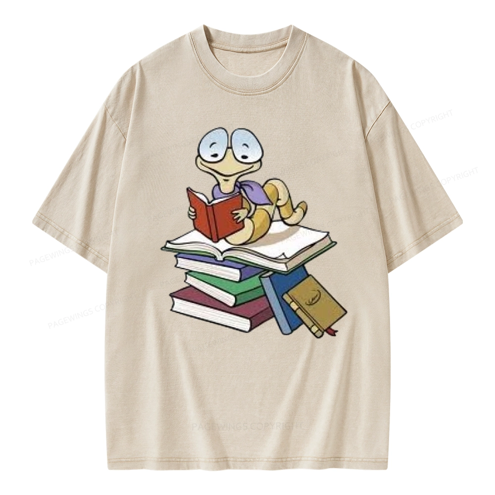 Pagewings Reading Snail and Book Unisex Washed T-shirt