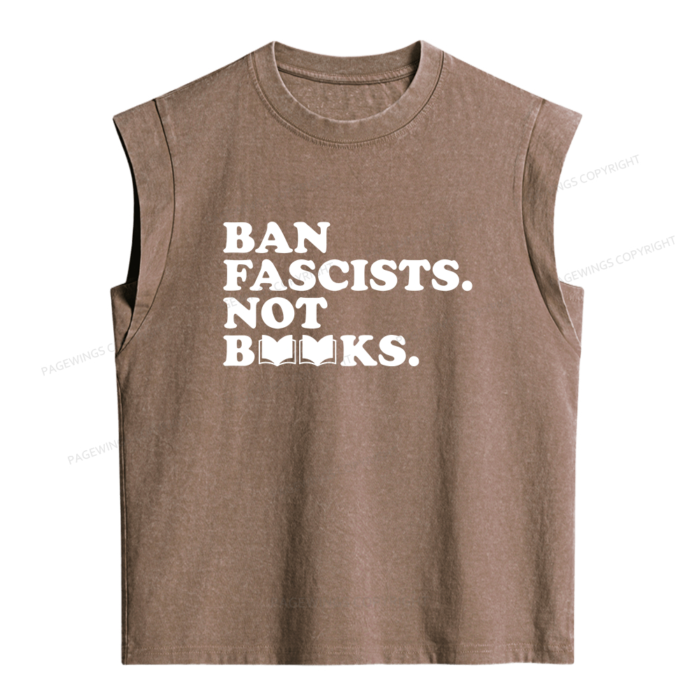 Pagewing Ban Fascists Not Books Women's Washed Tank Top