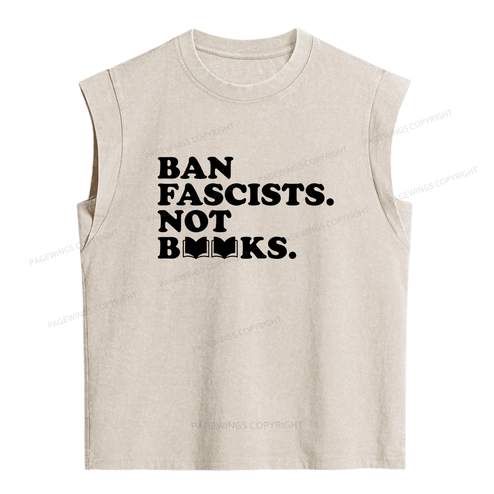 Pagewing Ban Fascists Not Books Women's Washed Tank Top