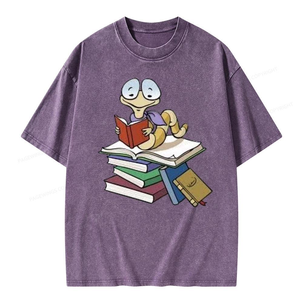 Pagewings Reading Snail and Book Unisex Washed T-shirt