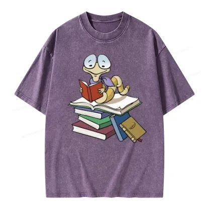 Pagewings Reading Snail and Book Unisex Washed T-shirt