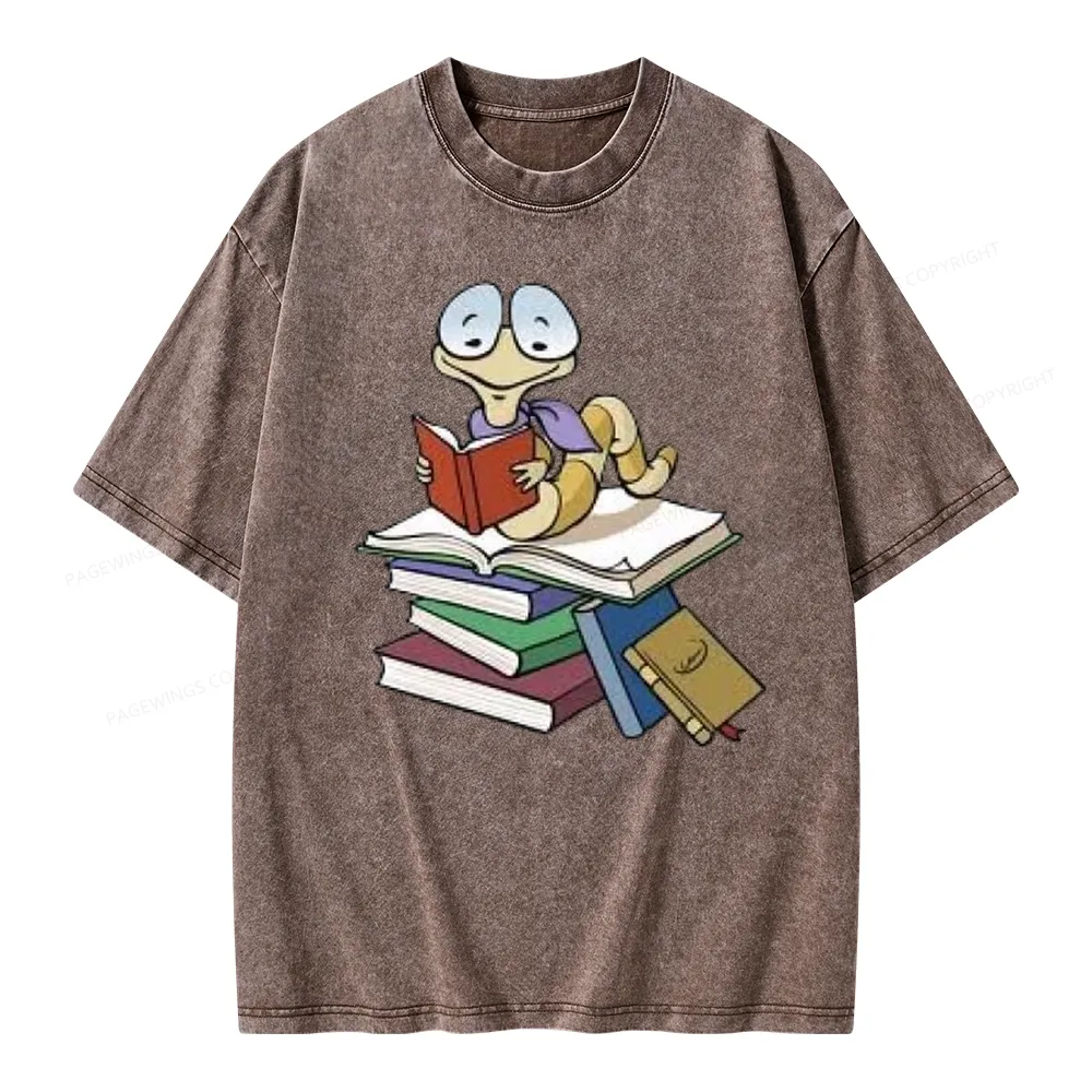Pagewings Reading Snail and Book Unisex Washed T-shirt