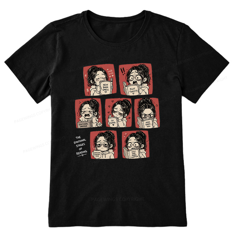 Pagewings Emotional Stages Of Reading Bookish Unisex Classic T-shirt