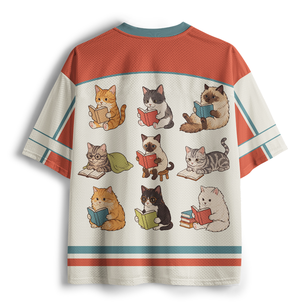 Pagewings Reading Cat Unisex Mesh Jersey