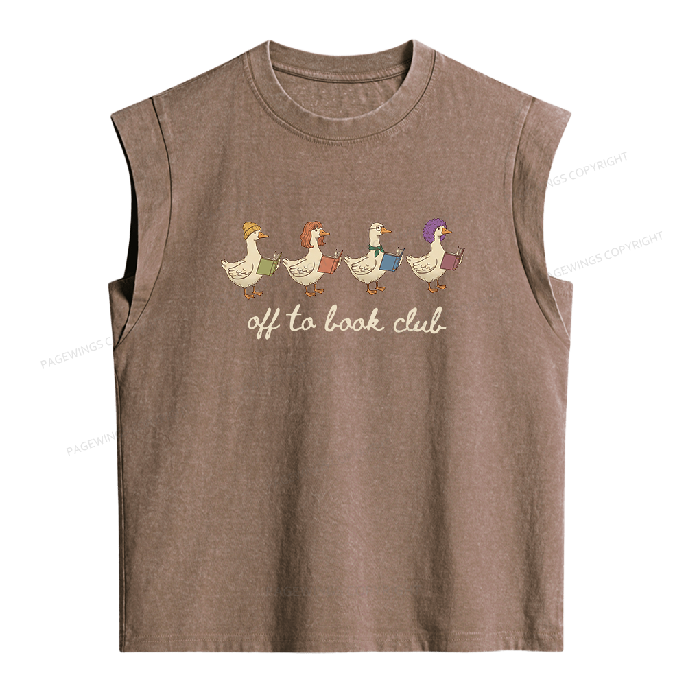 Pagewing Off To Book Club Women's Washed Tank Top