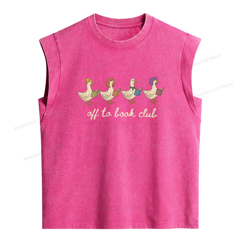 Pagewing Off To Book Club Women's Washed Tank Top