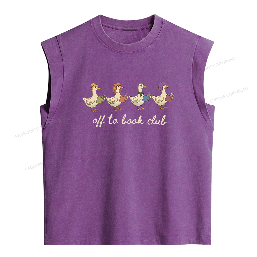 Pagewing Off To Book Club Women's Washed Tank Top