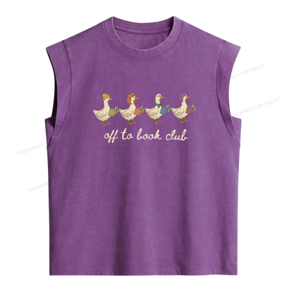Pagewing Off To Book Club Women's Washed Tank Top