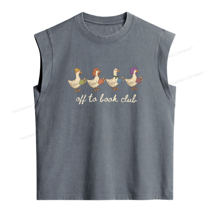 Pagewing Off To Book Club Women's Washed Tank Top