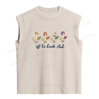 Pagewing Off To Book Club Women's Washed Tank Top