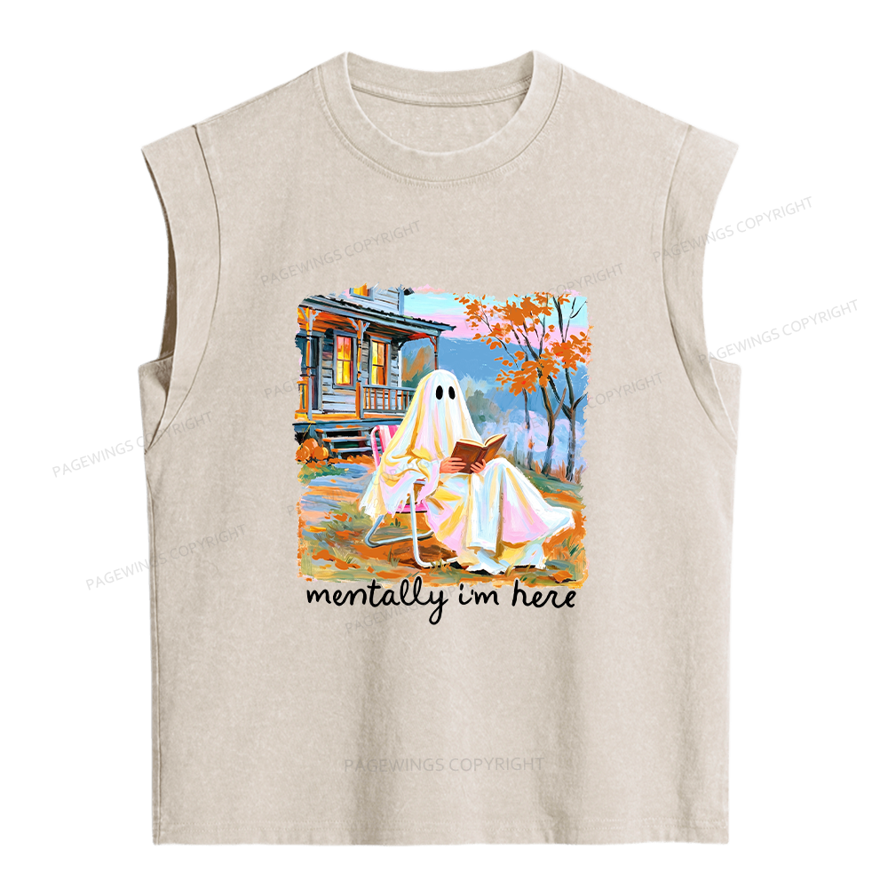 Pagewing Summerween Ghost Women's Washed Tank Top