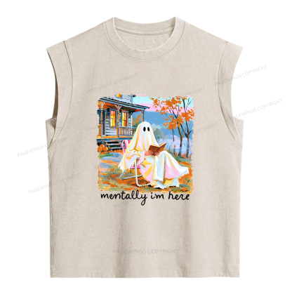 Pagewing Summerween Ghost Women's Washed Tank Top