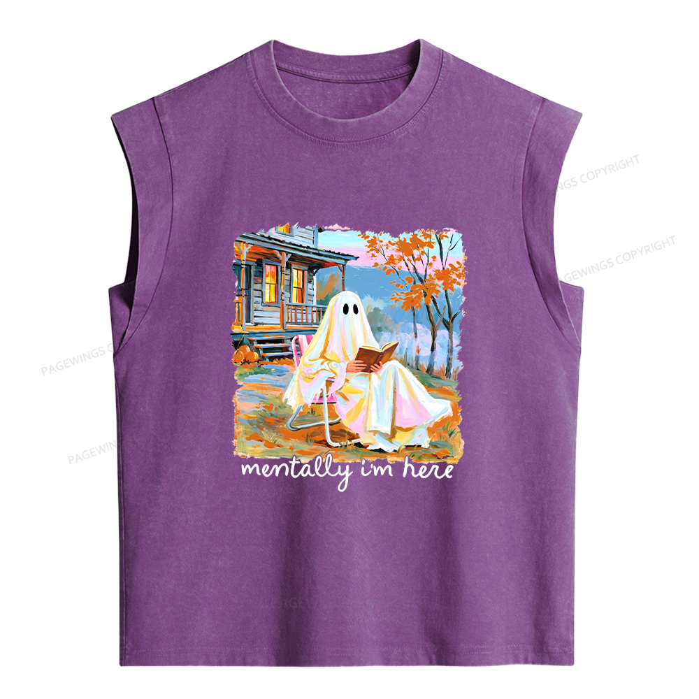 Pagewing Summerween Ghost Women's Washed Tank Top