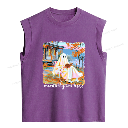 Pagewing Summerween Ghost Women's Washed Tank Top