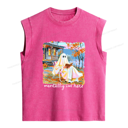 Pagewing Summerween Ghost Women's Washed Tank Top