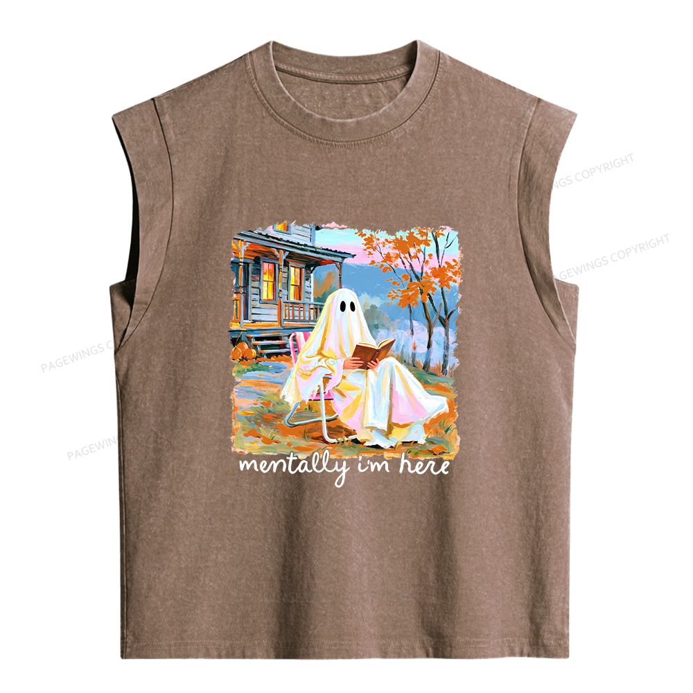 Pagewing Summerween Ghost Women's Washed Tank Top