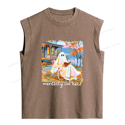 Pagewing Summerween Ghost Women's Washed Tank Top