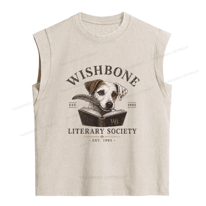 Pagewing Wishbone Dog Women's Washed Tank Top