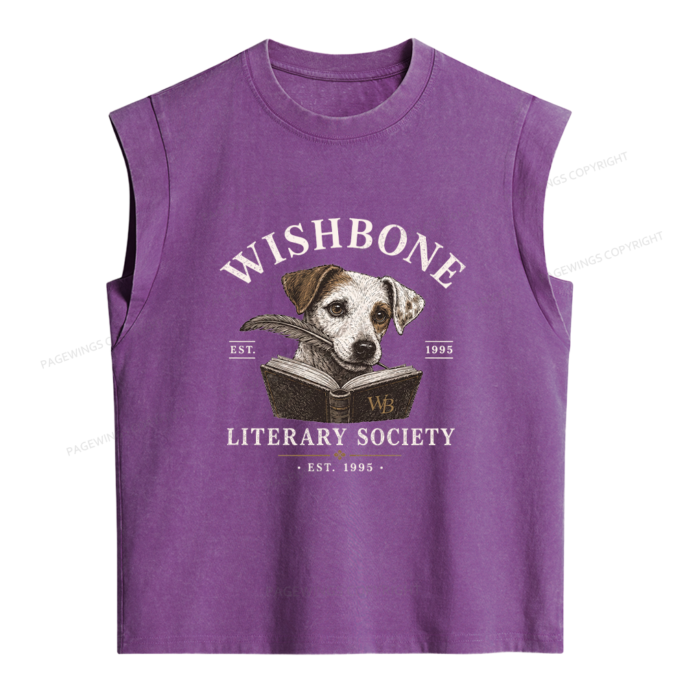 Pagewing Wishbone Dog Women's Washed Tank Top