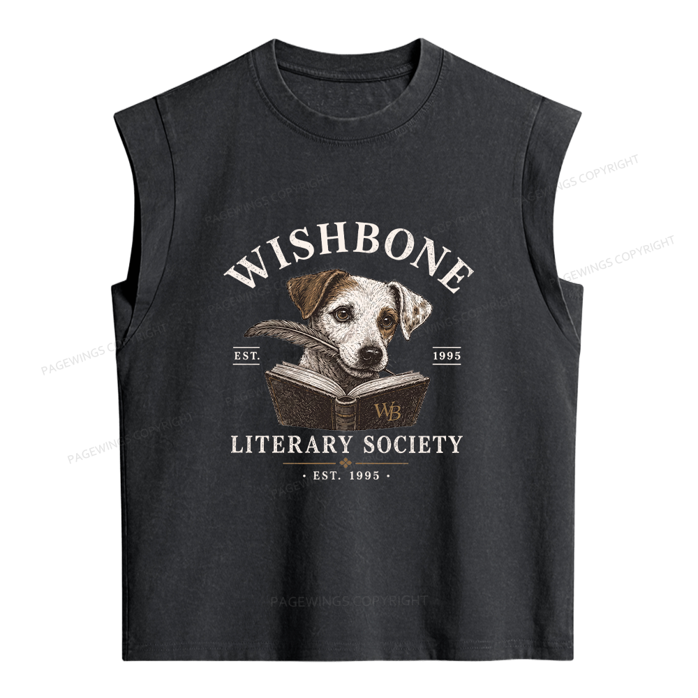 Pagewing Wishbone Dog Women's Washed Tank Top
