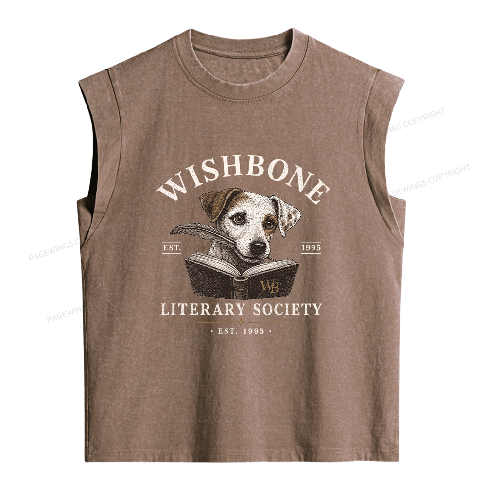 Pagewing Wishbone Dog Women's Washed Tank Top
