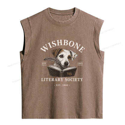 Pagewing Wishbone Dog Women's Washed Tank Top