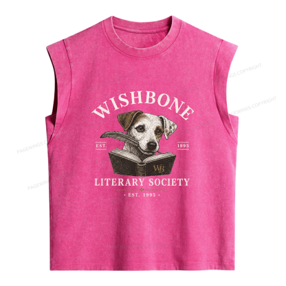 Pagewing Wishbone Dog Women's Washed Tank Top