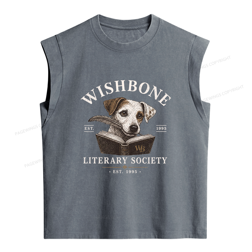 Pagewing Wishbone Dog Women's Washed Tank Top