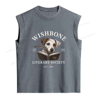 Pagewing Wishbone Dog Women's Washed Tank Top