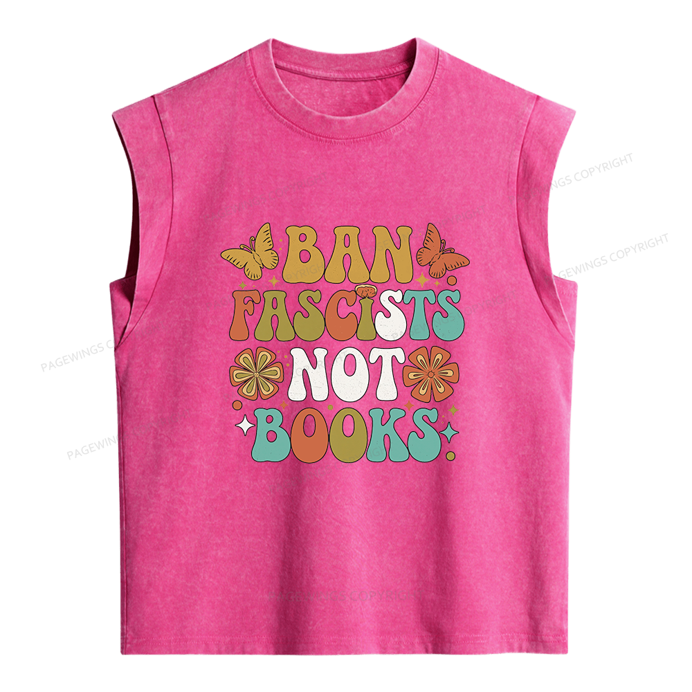 Pagewing Ban Fascists Not Books Women's Washed Tank Top