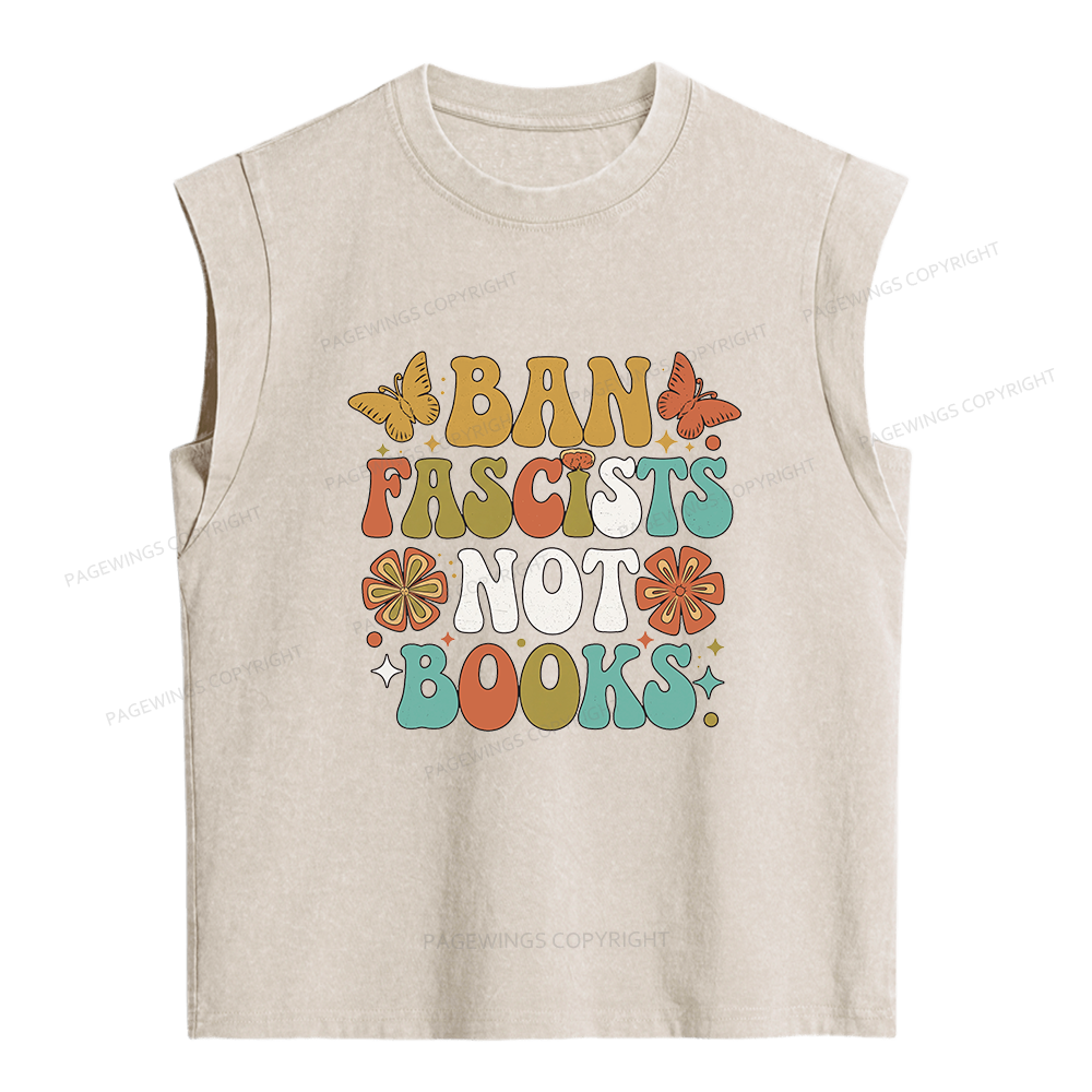 Pagewing Ban Fascists Not Books Women's Washed Tank Top