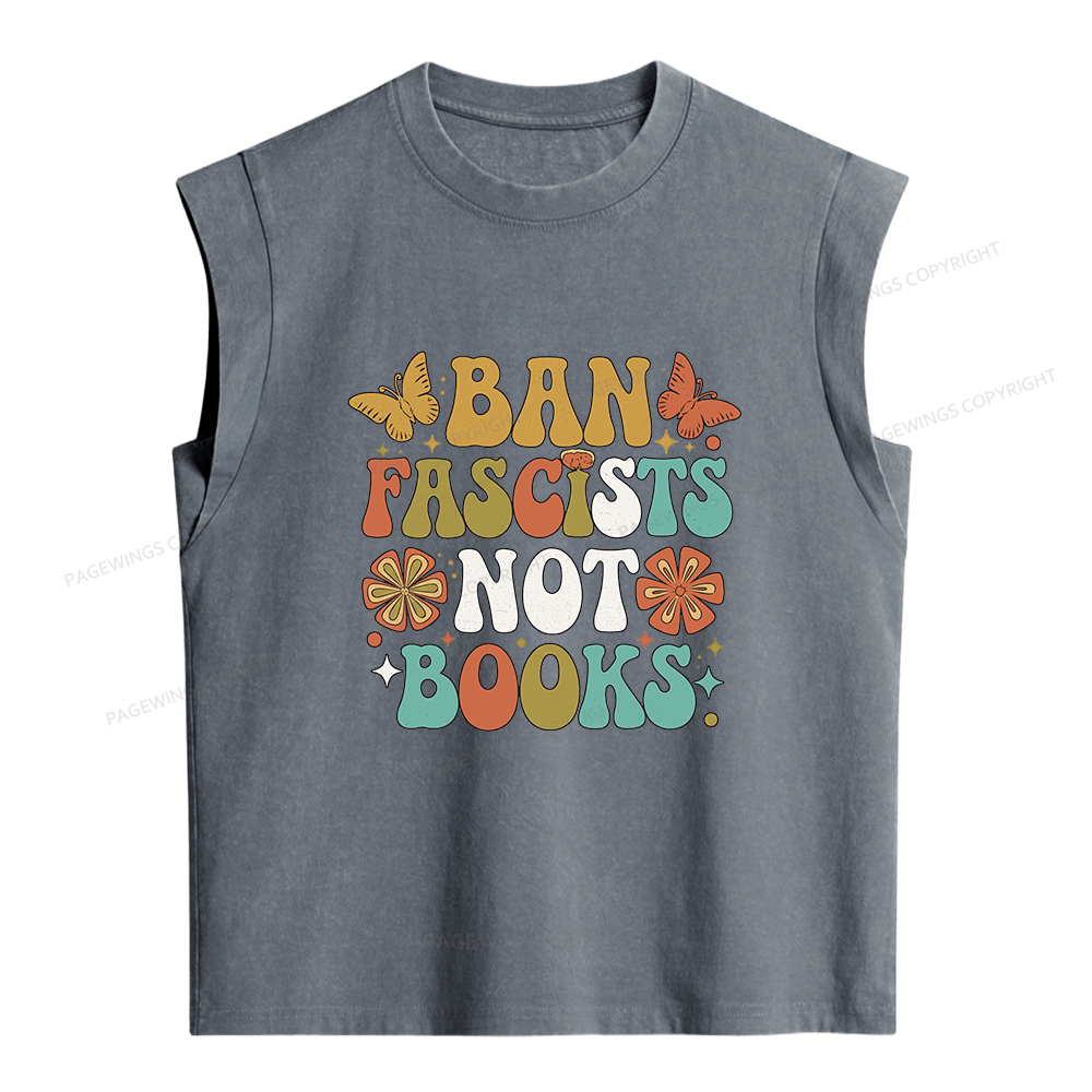 Pagewing Ban Fascists Not Books Women's Washed Tank Top