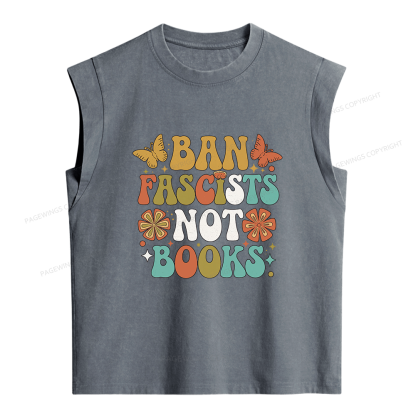 Pagewing Ban Fascists Not Books Women's Washed Tank Top
