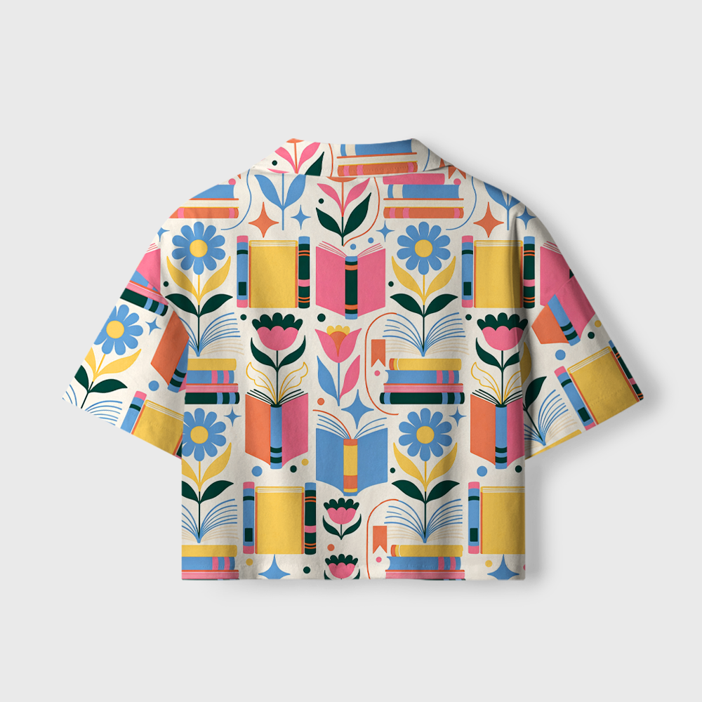Pagewings Reading Flower Women's Camp Shirt