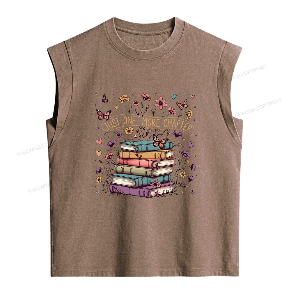 Pagewing Floral Books16200 Women's Washed Tank Top