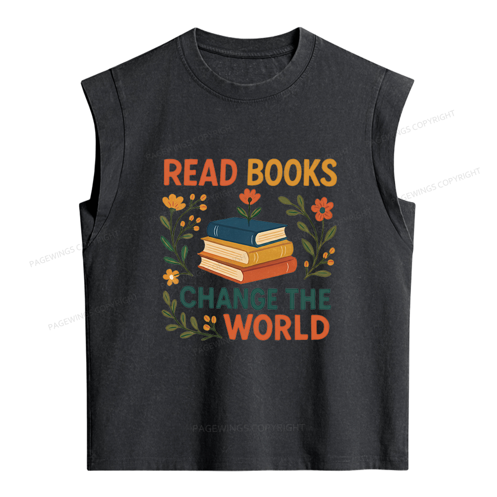 Pagewing Read Books Change the World16204 Women's Washed Tank Top