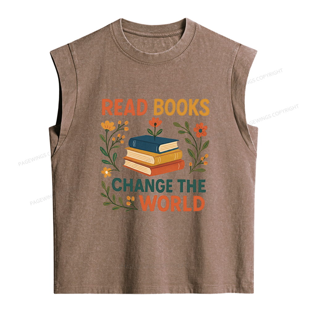 Pagewing Read Books Change the World16204 Women's Washed Tank Top