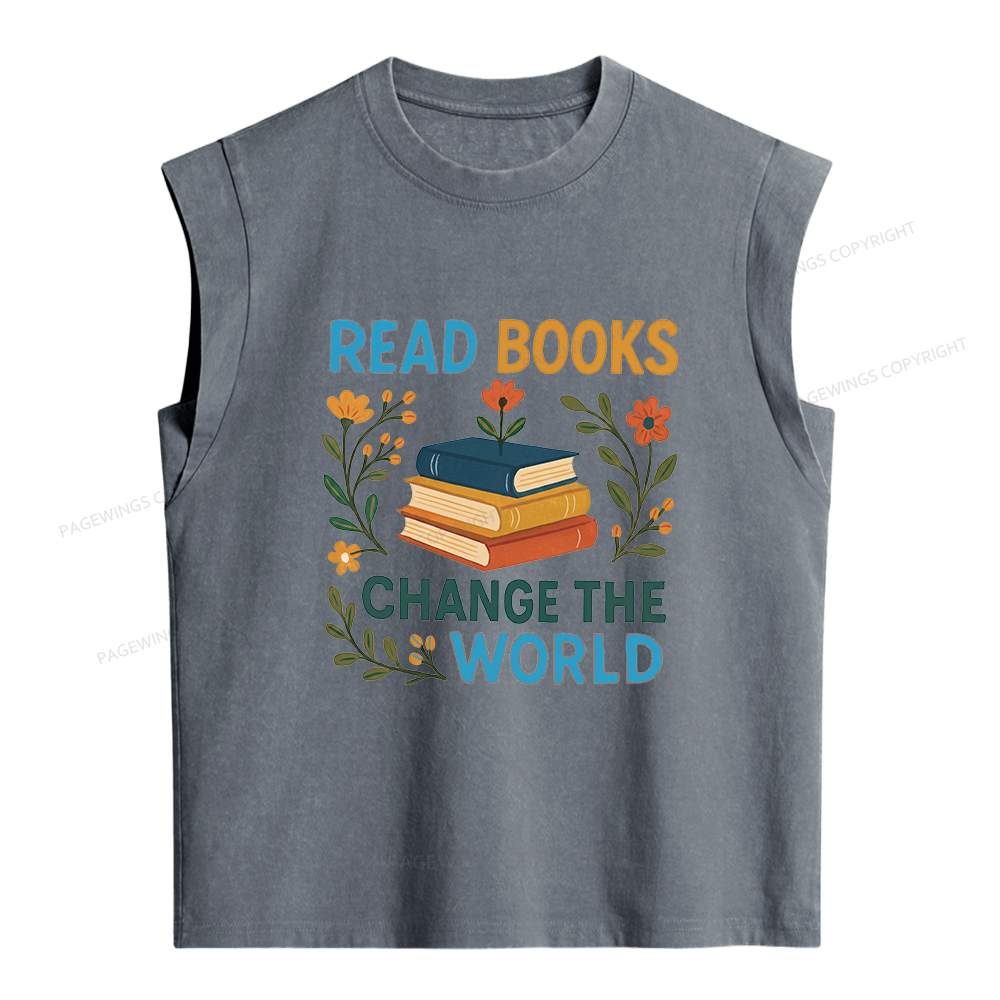 Pagewing Read Books Change the World16204 Women's Washed Tank Top